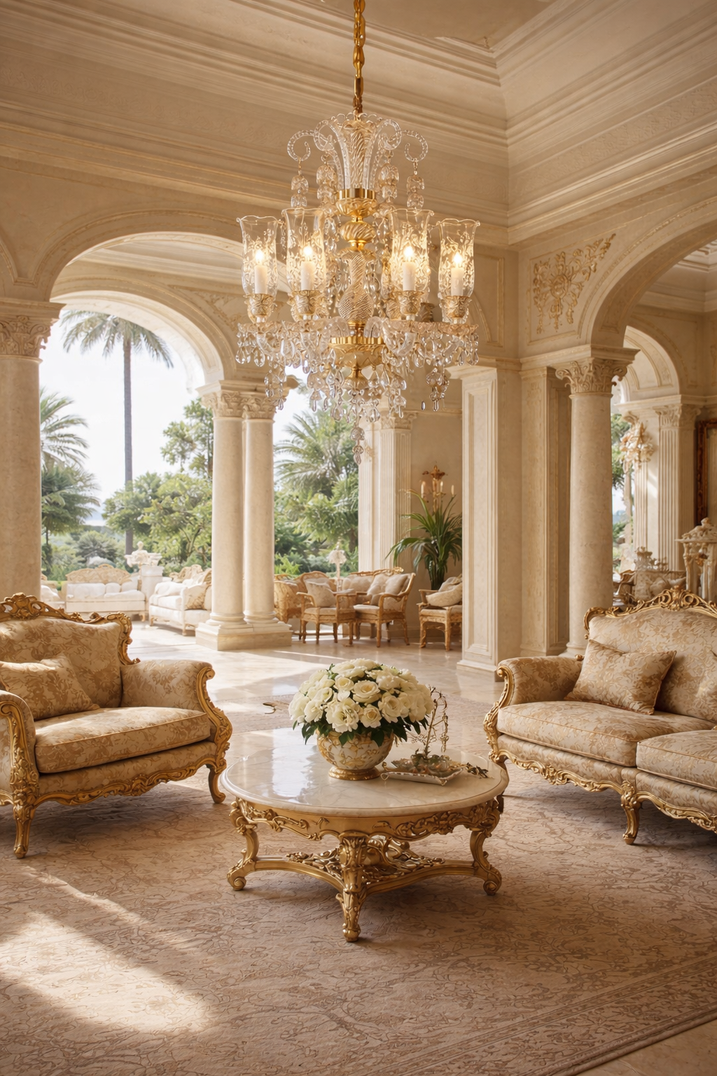6 LIGHT Glass Champagne ITALIAN CHANDELIER LIGHT